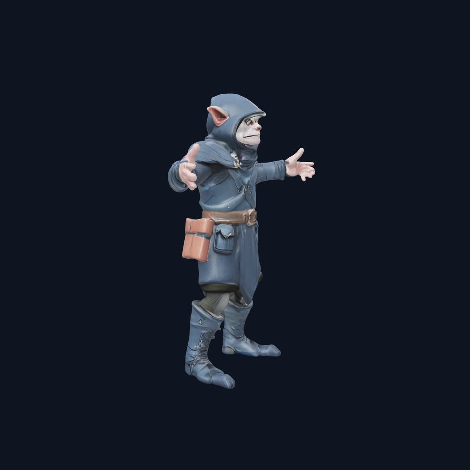 Rigged and Animated Hooded Goblin Warrior D Character Model